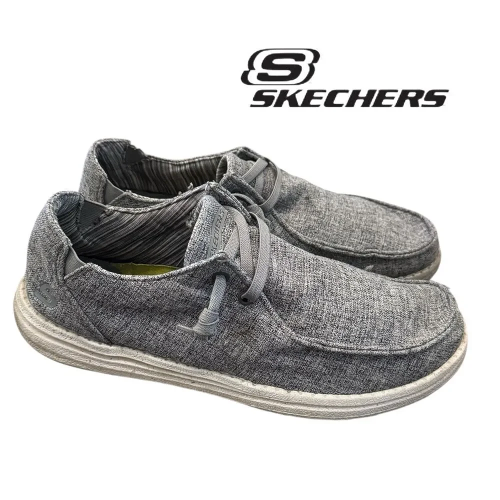 Skechers Men’s Melson Planon Heather Gray Comfort Slip On Shoes Loafers 12